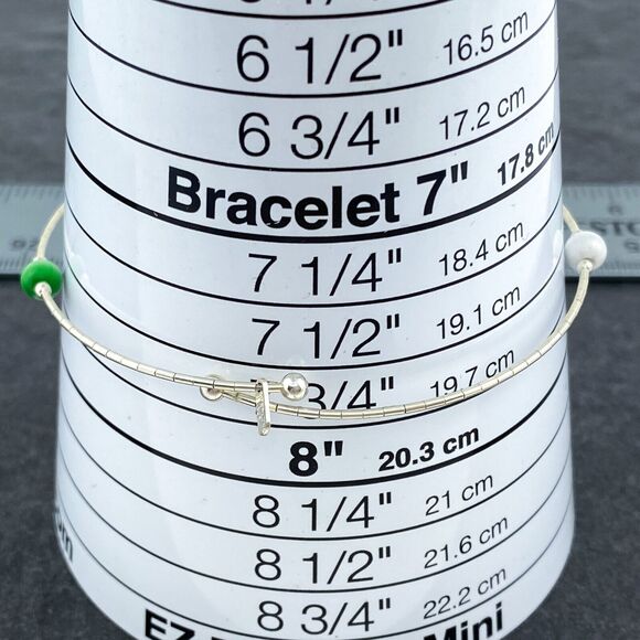 Sterling Silver 925 Memory Wire Multicolor Simulated Cat's Eye Bracelet 7" - Picture 4 of 5